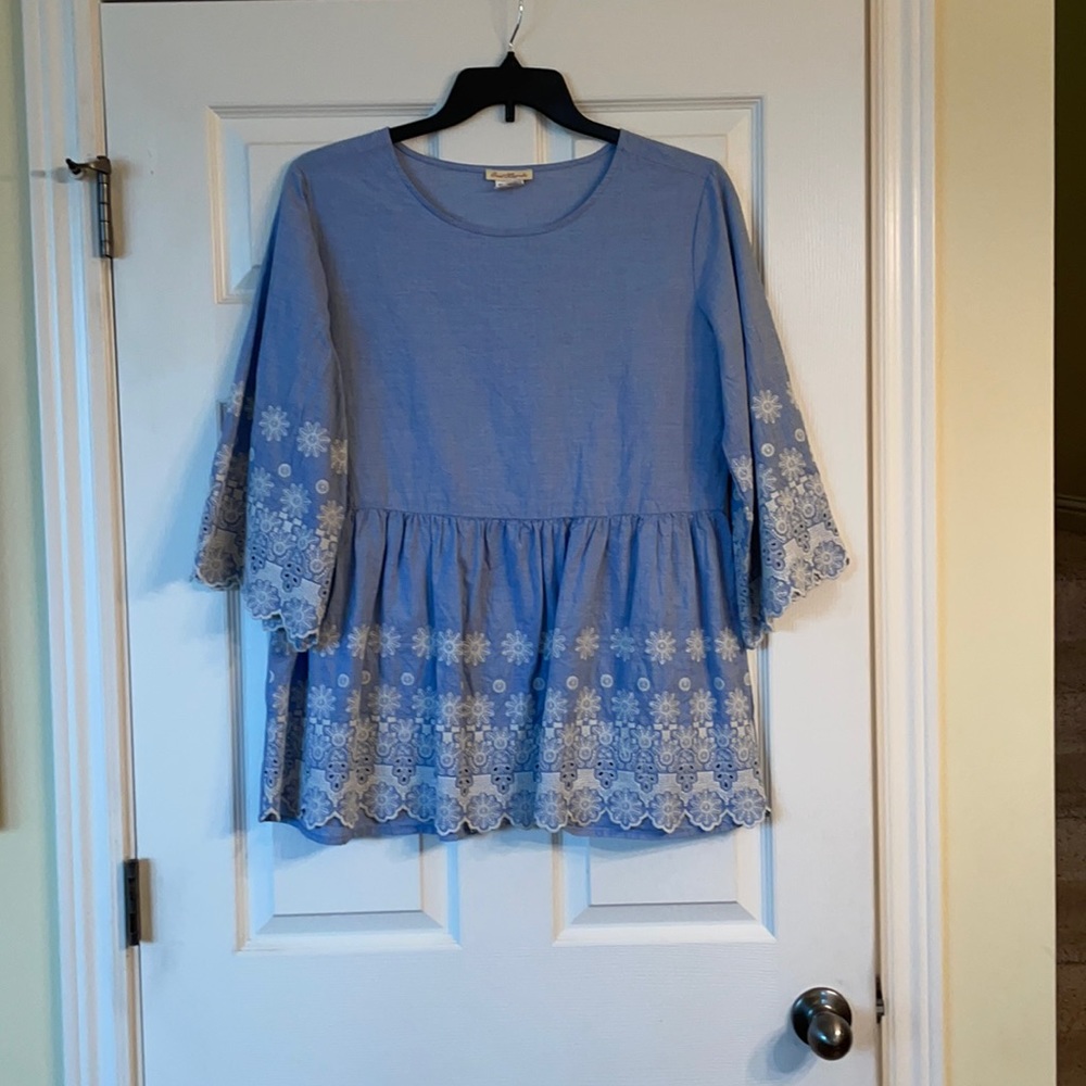 Denim Tunic with Edged Embroidery